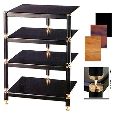 Vti Manufacturing VTI Manufacturing BL304GC 3 Gold Capspike Black Poles 4 Cherry Shelves AV Stand BL304GC